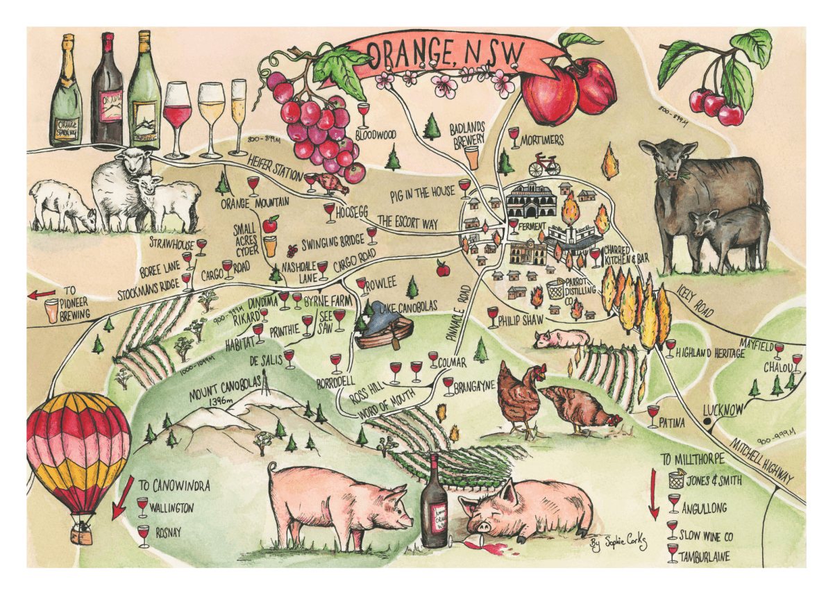 Orange Wine Map - Tea Towel - Stockman's Ridge Wines